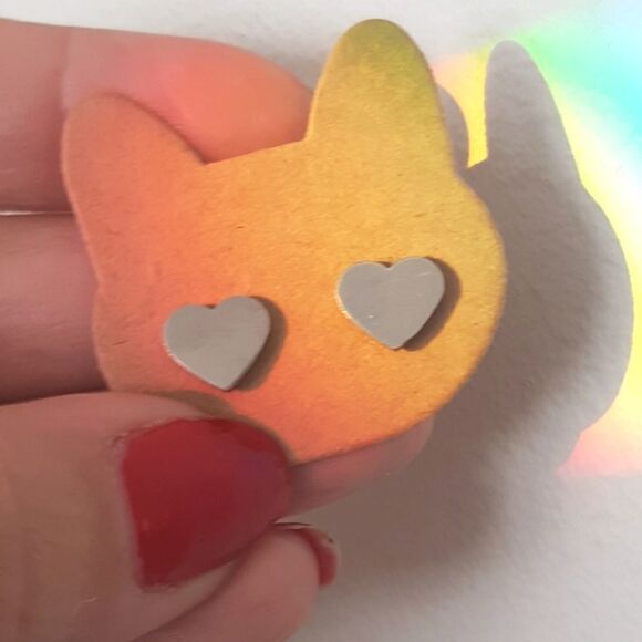 Silver Small Dainty Heart Stainless Steel Minimalist Stud Earrings - Picture 3 of 7